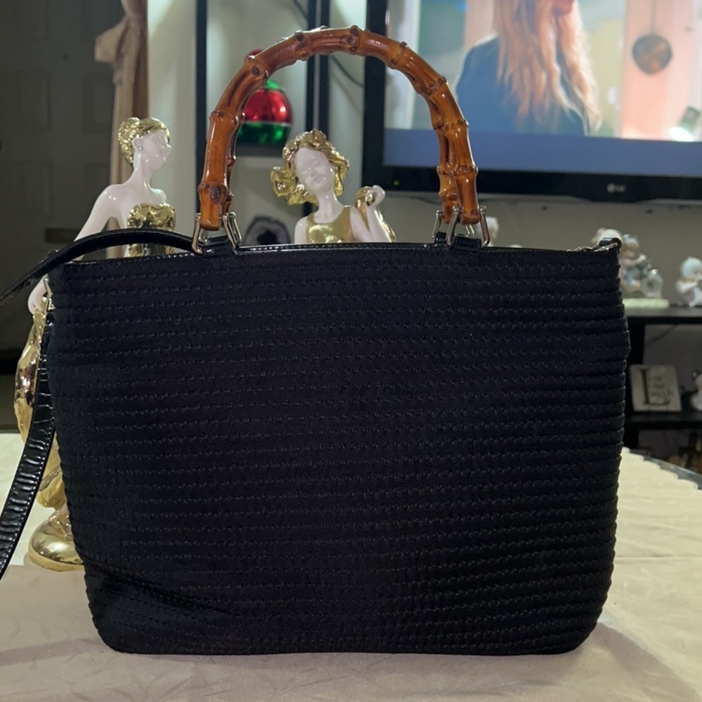 Gucci Bamboo Black Nylon Satchel with Strap. Discount in private